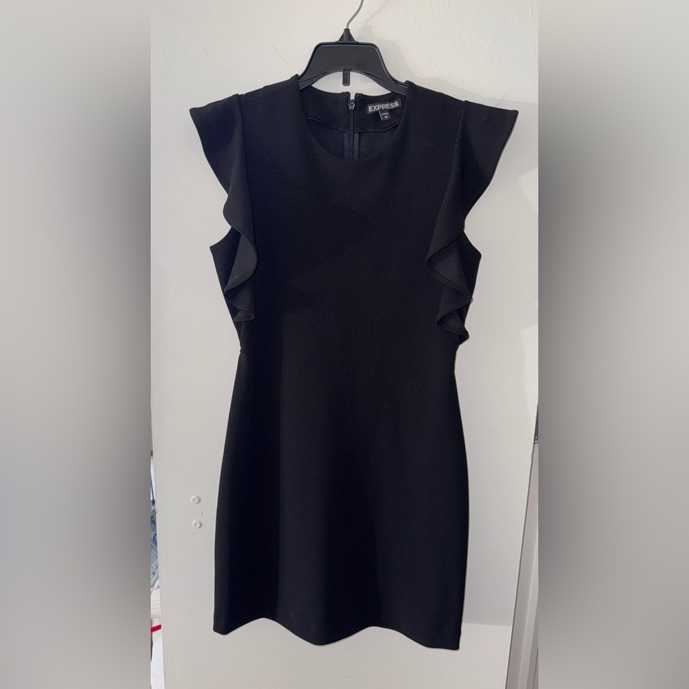 Express Black XS Ruffle Sleeve  Mini Dress